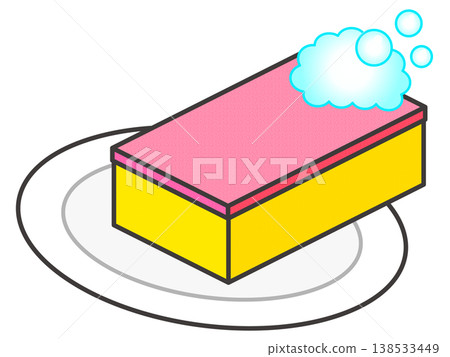 Illustration of a sponge washing dishes 138533449