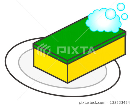 Illustration material 2 of a sponge for washing dishes Illustration material 2 of a sponge for washing dishes 138533454