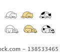 A hand-drawn illustration of a sleeping kitten 138533465