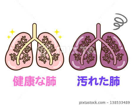 Illustrations of healthy lungs and dirty lungs (2) 138533489