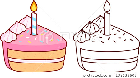 Cartoon birthday cake slice drawing Cartoon birthday cake slice drawing 138533605