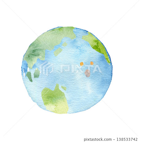 Watercolor Earth character with surprised expression, representing the environment, SDGs, and eco-friendly. Watercolor Earth character with surprised expression, representing the environment, SDGs, and eco-friendly. 138533742