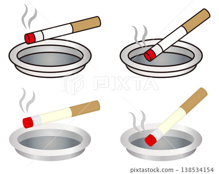 Cigarette and ashtray illustration set 2 Cigarette and ashtray illustration set 2 138534154