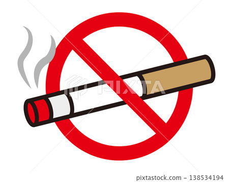 Illustrations of a no-smoking sign and a cigarette Illustrations of a no-smoking sign and a cigarette 138534194