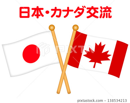 Illustrations of the Canadian and Japanese flags 138534213