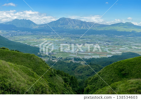 從大觀峰眺望阿蘇五峰和阿蘇平原 從大觀峰眺望阿蘇五峰和阿蘇平原 138534603