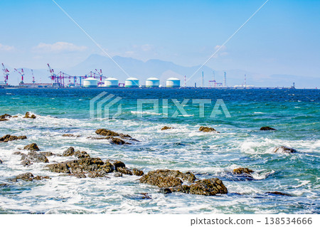 大分海濱工業區和山脈 大分海濱工業區和山脈 138534666