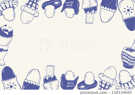 Breakfast frame composition with eggs cups and empty center space Breakfast frame composition with eggs cups and empty center space 138534693