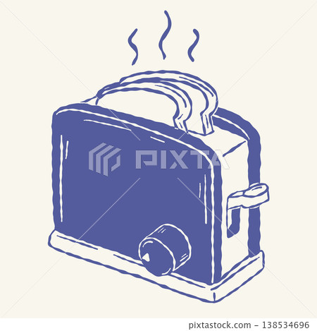 Hot toast popping from toaster with steam in cozy breakfast concept 138534696