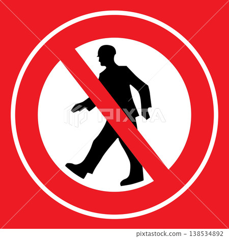 Red and white no entry traffic sign 138534892