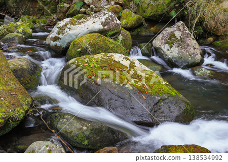 河流蜿蜒流淌，岩石嶙峋。 138534992