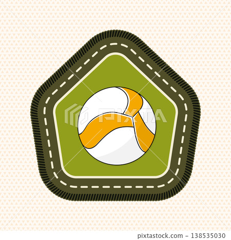 Volleyball badge, retro vintage sport emblem in stitched patch style for volleyball team logo, branding and apparel design. Vector 138535030