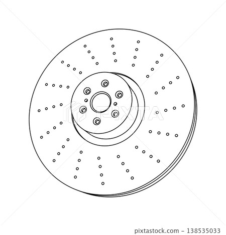 Brake disc outline icon, automotive brake rotor in line art style for auto service and mechanic design. Vector Brake disc outline icon, automotive brake rotor in line art style for auto service and mechanic design. Vector 138535033