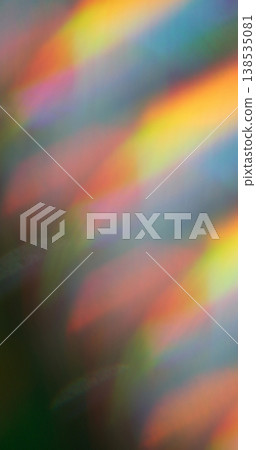 Defocused beam prism. Gradient film glow. Vivid colorful striped flame light background. Vibrant abstract orange red blue reflection. 138535081