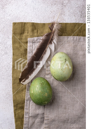 Easter eggs painted with natural dye 138535401