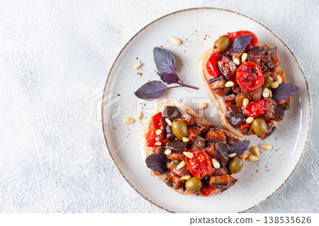 sandwiches with Sicilian caponata, vegetable stew, Italian cuisine, homemade, no people, sandwiches with Sicilian caponata, vegetable stew, Italian cuisine, homemade, no people, 138535626
