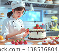 Pastry chefs who finish cakes and desserts 138536804