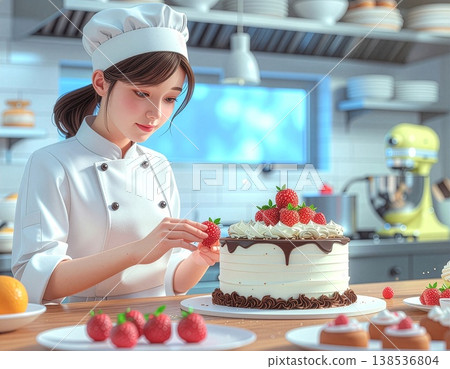 負責完成蛋糕和甜點的糕點師 負責完成蛋糕和甜點的糕點師 138536804