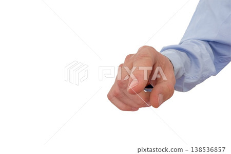 Pointing hand isolated on transparent background for business choice selection quality control and target focus 138536857