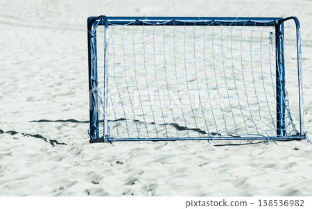 football gate on sandy beach soccer goal football gate on sandy beach soccer goal 138536982
