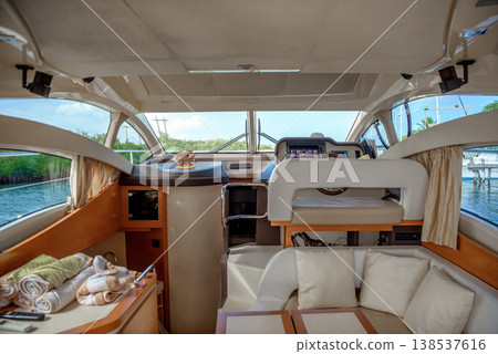 Luxury yacht interior cabin with modern design details 138537616