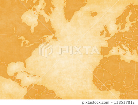 Ocher map of North Atlantic Ocean - Blank map Ocher map of North Atlantic Ocean - Blank map 138537812