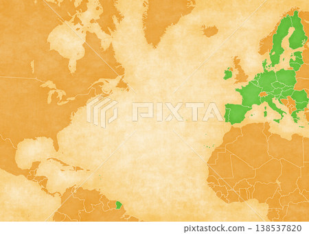 Ocher map of North Atlantic Ocean - European Union Ocher map of North Atlantic Ocean - European Union 138537820