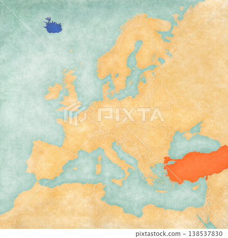 Map of Europe - Turkey and Iceland 138537830