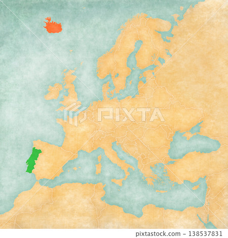 Map of Europe - Portugal and Iceland 138537831