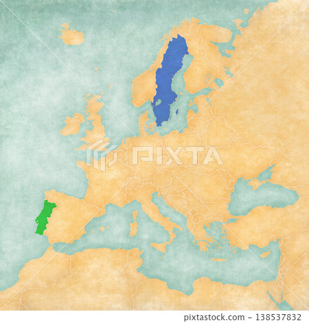 Map of Europe - Portugal and Sweden 138537832