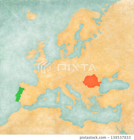 Map of Europe - Portugal and Romania 138537833