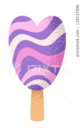 Ice Cream Heart Popsicle With Wavy Pattern 138537996