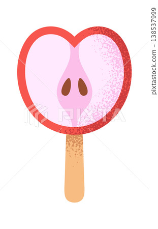 Apple Slice Popsicle Heart Shape Cartoon Apple Slice Popsicle Heart Shape Cartoon 138537999