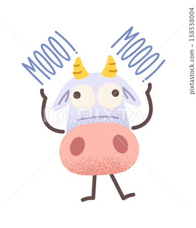 Cow Shouting Moo With Raised Arms Cartoon Cow Shouting Moo With Raised Arms Cartoon 138538004