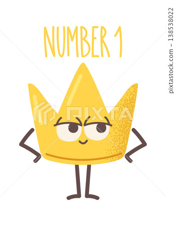 Crown Character Number One Champion Cartoon 138538022