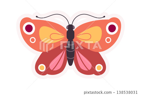 Butterfly With Patterned Wings Cartoon Style Butterfly With Patterned Wings Cartoon Style 138538031