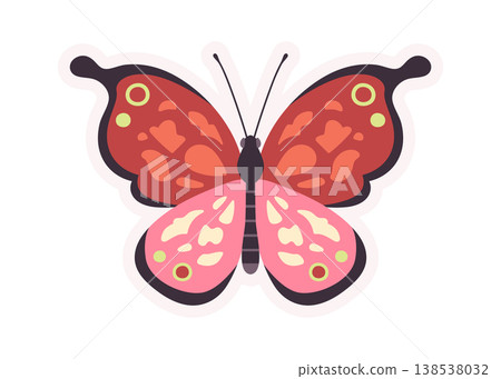 Butterfly Spread Wings Cartoon Sticker 138538032