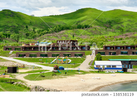 The nature of the Khasansky district of Primorsky Krai, Russia. The lip of the Teal of the Slavic Bay, the inner bay of Peter the Great in the summer. 138538119