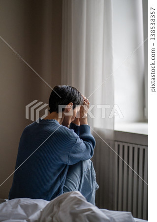 Depressed woman coping with exhaustion and abuse after family conflict, senior relationships crisis. Depressed woman coping with exhaustion and abuse after family conflict, senior relationships crisis. 138538357