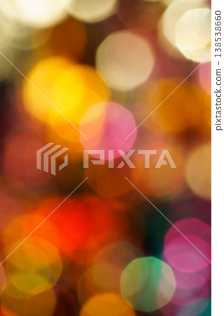 Closeup of city lights at night in background with colored neon lights, blurred focus Closeup of city lights at night in background with colored neon lights, blurred focus 138538660