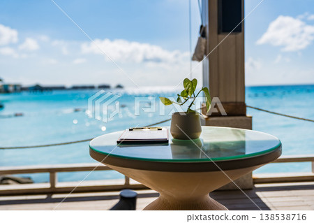A terrace overlooking the sea in the Maldives A terrace overlooking the sea in the Maldives 138538716