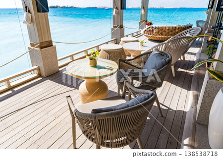 A terrace overlooking the sea in the Maldives A terrace overlooking the sea in the Maldives 138538718