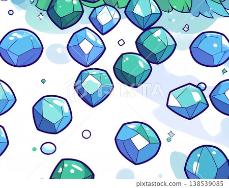 A fantastical background image featuring shimmering emerald green gemstones and gold particles - Dark Fantasy Illustration 138539085