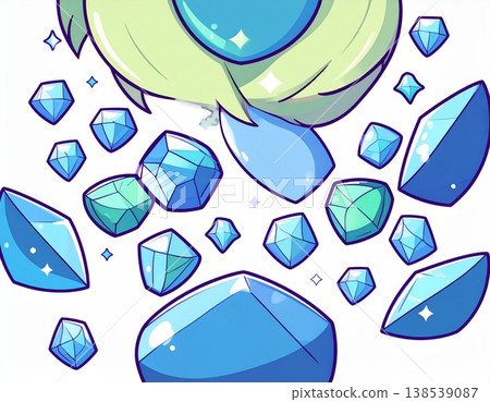 A fantastical gemstone background material featuring the sparkle of emeralds and a swirling vortex of light; a dark green fantasy illustration. 138539087