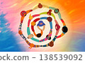 Top view of diverse people forming colorful spiral symbol of unity inclusion and human connection 138539092