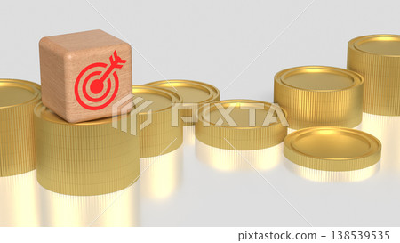 Financial Target Goal Concept with Coins Stack Investment Strategy 3d render. 138539535