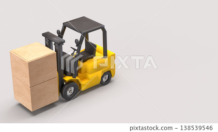 Forklift Carrying Boxes Logistics And Warehouse Concept 3d render. 138539546