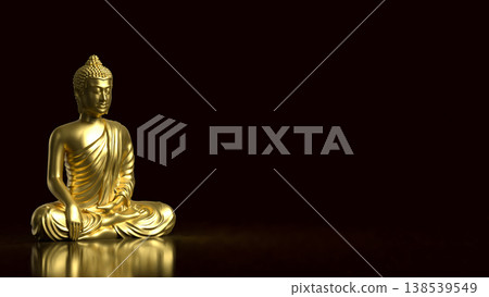 Golden Buddha Statue Meditation Spiritual Peace Concept 3d render. Golden Buddha Statue Meditation Spiritual Peace Concept 3d render. 138539549