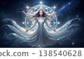 Sacred Geometry and Beautiful Goddesses: The Universe, Starry Sky, Spiritual Illustrations 138540628