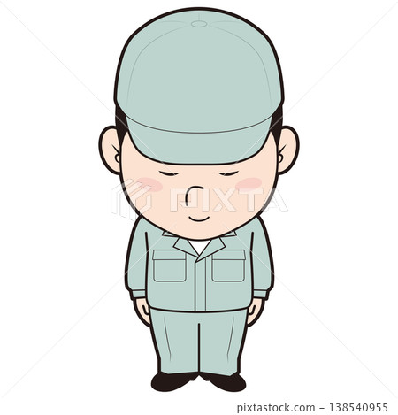 The male factory manager bows. The male factory manager bows. 138540955